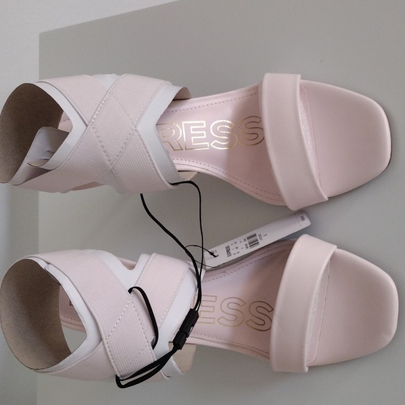 Express Brian Atwood x Express Stretch Ankle Strap Heeled Sandals. Light Pink. - Picture 11 of 11